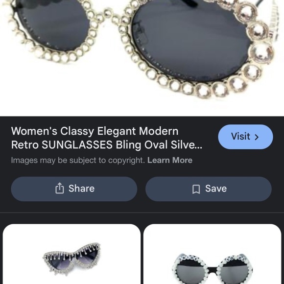 retro pop Accessories - Chic Silver Pearl-Embellished Sunglasses